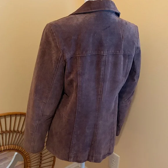 Vintage 90’s Suede Blazer Coat Cocoa Brown Chocolate Wilsons Leather women Small - Picture 12 of 16